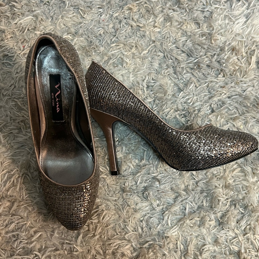 💎Nina Silver Glitter Heels